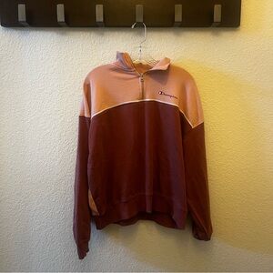 RARE Champion Women’s Color Block Pullover - Peach & Red-Brown - Size XL